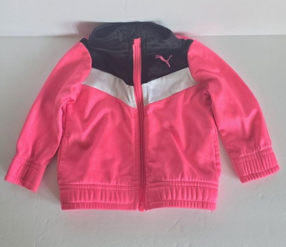 Puma Pink And Black Zip-Up Jacket Baby Girl Size 0-3 months